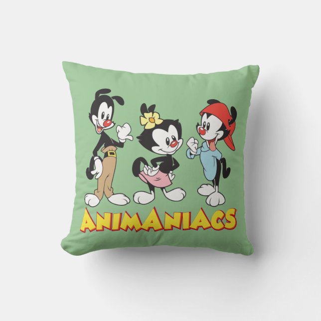 Coussin Animaniacs | Yakko, Dot et Wakko debout (Recto)