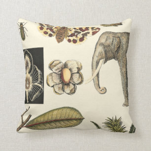 Coussin Animaux agressés peints sur Arrière - plan de crèm