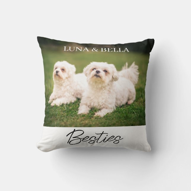 Coussin Animaux Amis Besties Photo Chien Maman Cadeau (Recto)