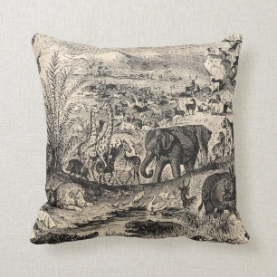 Coussin Animaux animaux africains d'illustration de 1800s