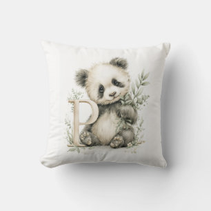 Coussin Animaux Bébés Mignons à l'Aquarelle avec Panda Alp