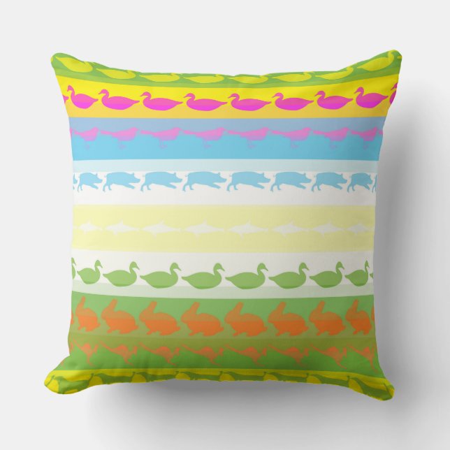Coussin Animaux colorés rétro Motif #4 (Recto)