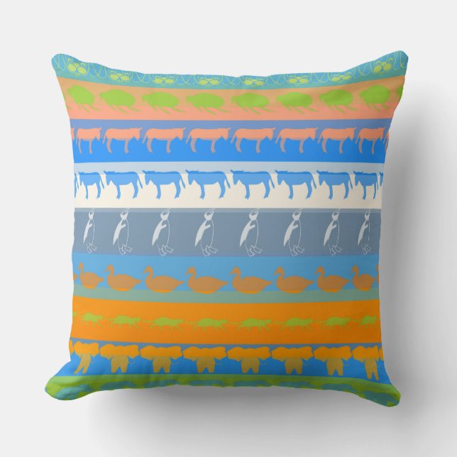 Coussin Animaux colorés rétro Motif #5 (Recto)