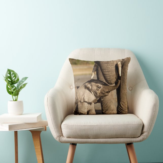 Coussin Animaux de bébés cutest | Baby Elephant & Mama (Chaise)