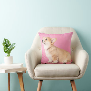 Coussin Animaux de bébés cutest Corgi rose Chiot