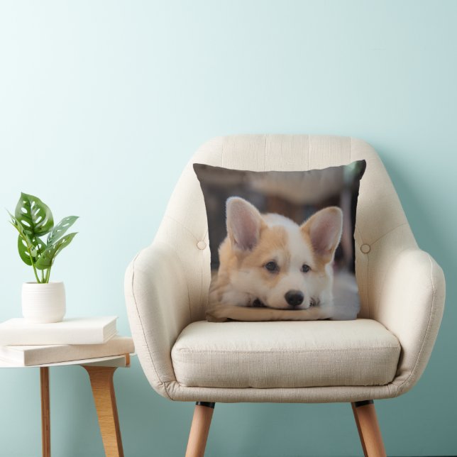 Coussin Animaux de bébés cutest | Sleepy Corgi Puppy (Chaise)