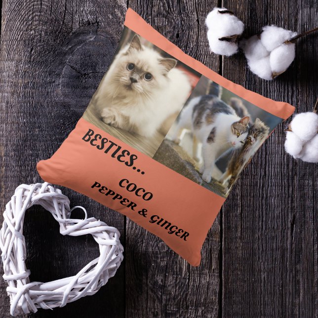 Coussin Animaux de compagnie amis Photo Collage & Noms Cha (Créateur téléchargé)