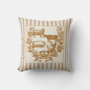 Coussin Animaux de ferme avec couronne en Brown cueillette