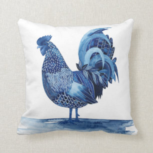 Coussin Animaux de ferme bleu Cobalt - Coq