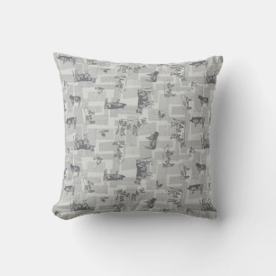 Coussin Animaux de ferme Motif moderne - Gris
