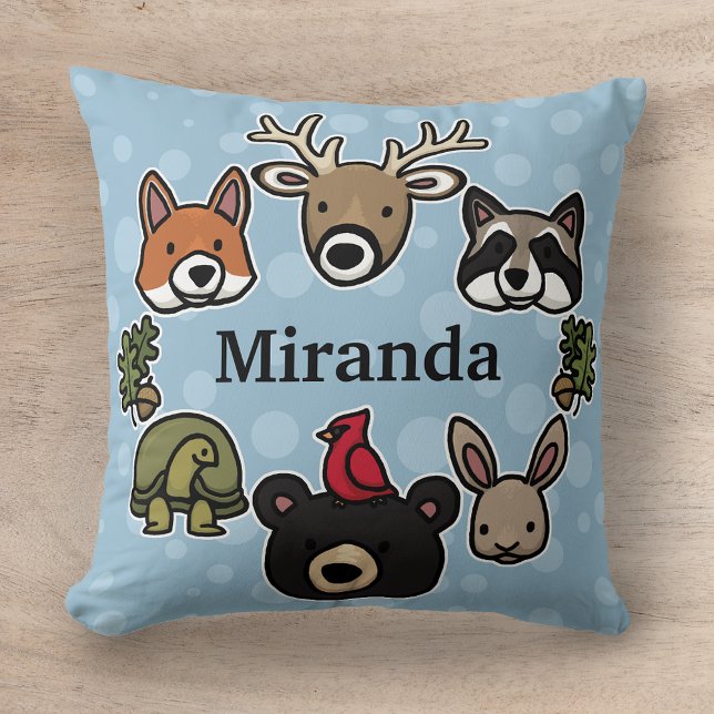 Coussin Animaux de forêt mignons et amicaux, ajoutez votre (Créateur téléchargé)