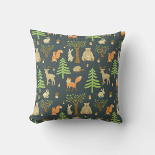 Coussin Animaux de forêt vintages, Motif pour enfants.