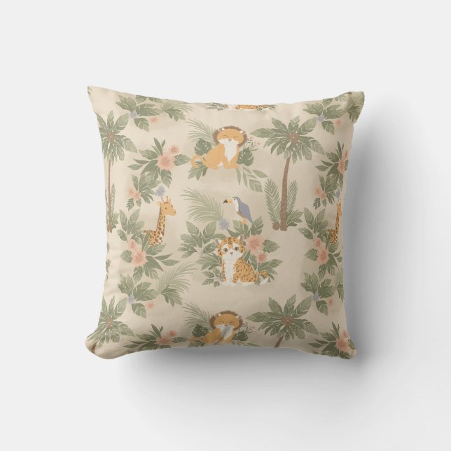 Coussin Animaux de jungle à l'aquarelle (Recto)
