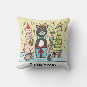 Coussin Animaux de la fête de l'enfant personnalisés Carré