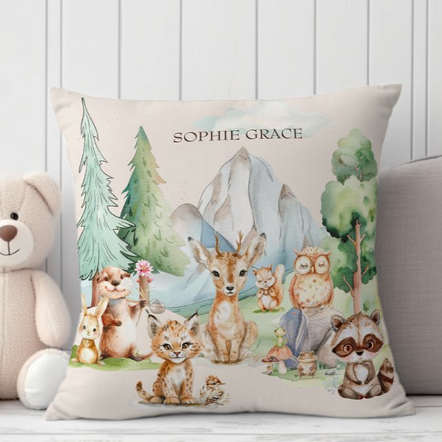 Coussin Animaux de la forêt Bohème Rustique Bébé (Créateur téléchargé)