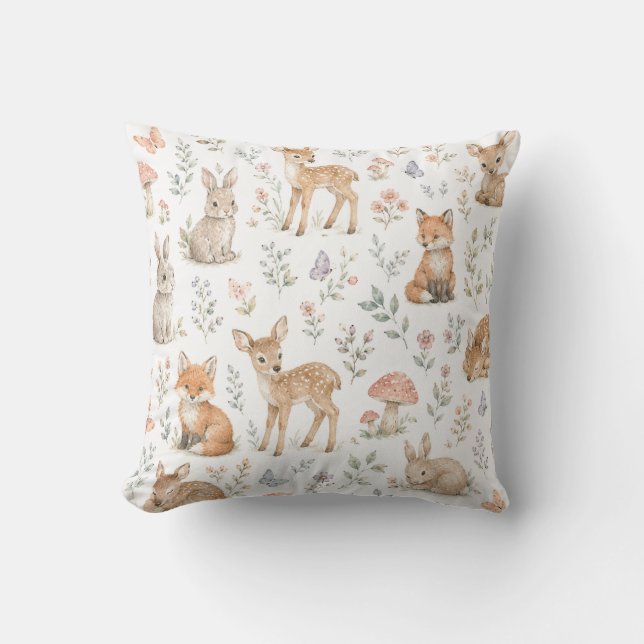 Coussin Animaux de la forêt Fleur sauvage Botanique Forêt (Recto)