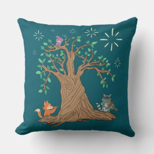 Coussin Animaux de la forêt jouant de la musique Art fol
