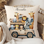 Coussin Animaux de la Jungle<br><div class="desc">Ajoutez une touche de fantaisie et de charme personnalisé à votre décor maison avec notre Aquarelle Personnalisée Safari Animaux Jetez l'Oreiller! Ce coussin ravissant présente des illustrations d'aquarelles enchanteresses d'animaux de safari, chacun débordant de caractère et de personnalité. Des lions majestueux aux éléphants ludiques, chaque détail est minutieusement restitué dans...</div>