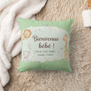Coussin Animaux de la Savane Aquarelle - Bienvenue Bébé