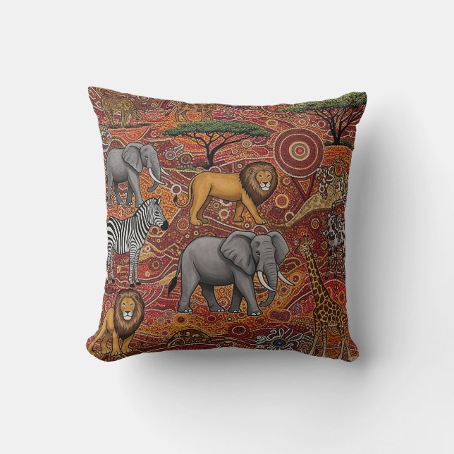 COUSSIN ANIMAUX DE SAFARI AFRICAIN (Recto)