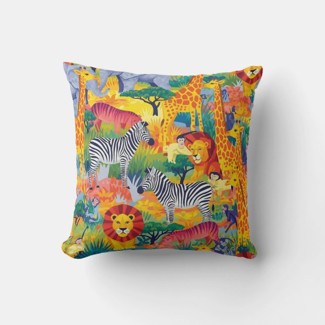 COUSSIN ANIMAUX DE SAFARI AFRICAIN (Recto)