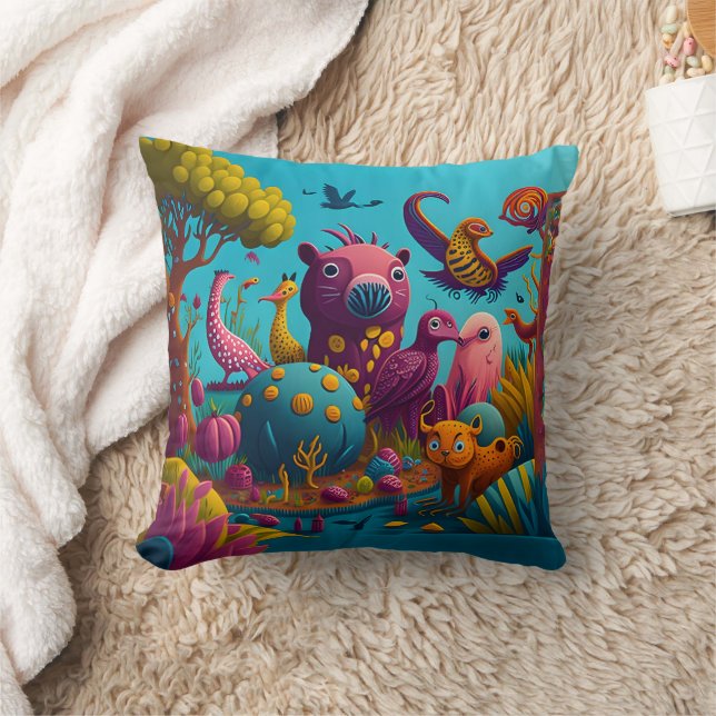 Coussin Animaux de Whimsical Aventures extraordinaires (Couverture)