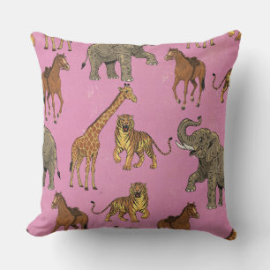 Coussin Animaux de zoo vintage