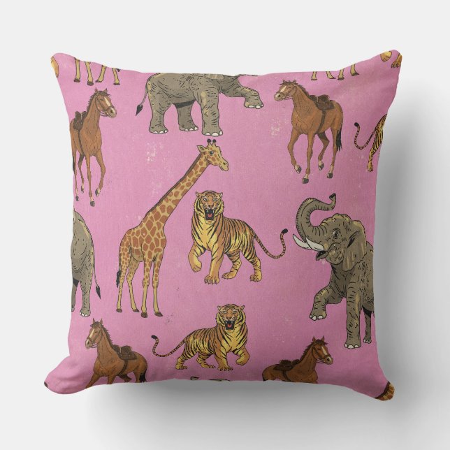 Coussin Animaux de zoo vintage (Recto)