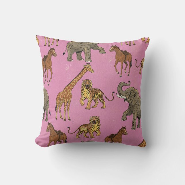 Coussin Animaux de zoo vintage (Recto)