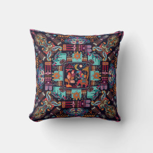 Coussin Animaux décoratifs : design ethnique coloré.