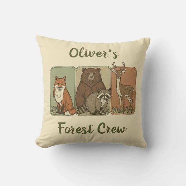 Coussin Animaux des bois - Équipage forestier (Recto)