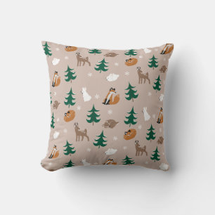 Coussin Animaux des bois Pins d'hiver Pneus de neige