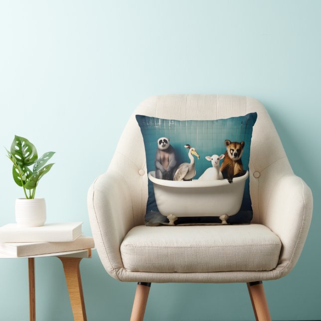 Coussin Animaux drôles dans la salle de bain (Chaise)