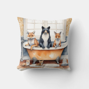 Coussin Animaux drôles dans le bain