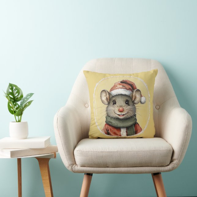Coussin Animaux drôles de Noël préférés - Souris 1 (Chaise)