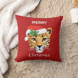 Coussin Animaux drôles de safari Guépard léopard Père Noël