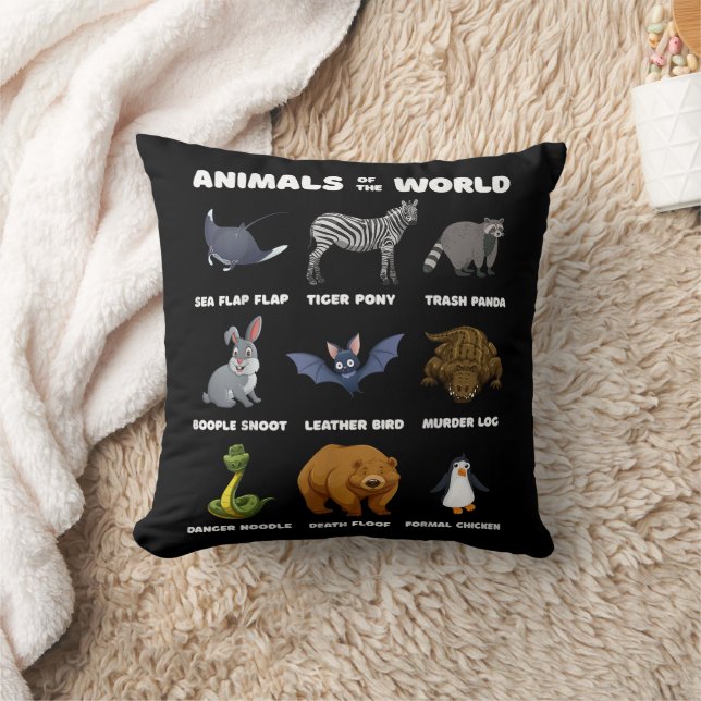Coussin Animaux Du Monde Cadeau Drôles Animaux Rares Memes (Couverture)