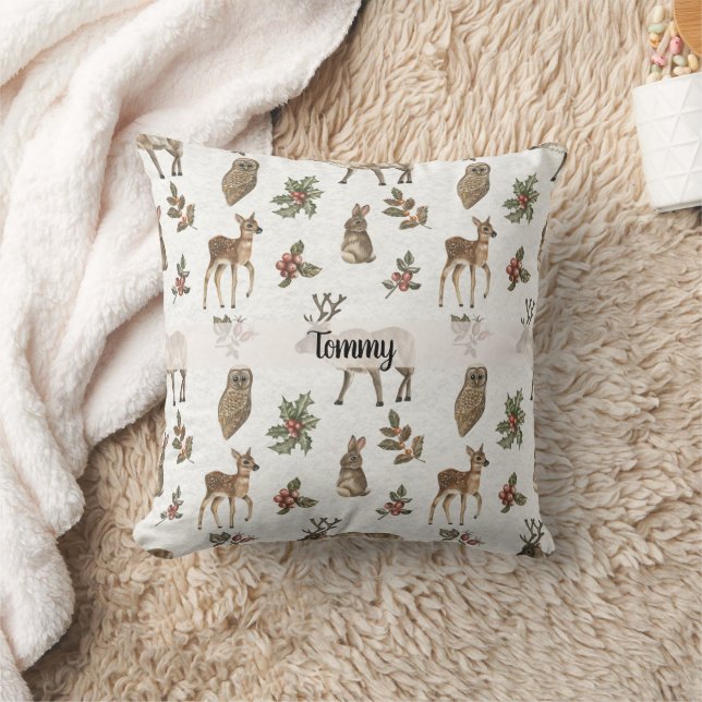 Coussin Animaux fantaisistes de la forêt avec nom personna (Couverture)