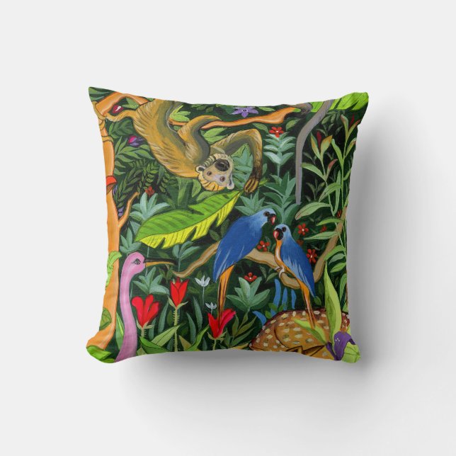 Coussin Animaux fantaisistes de la forêt dans l'art (Recto)