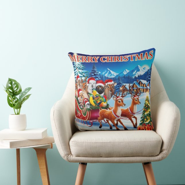 Coussin Animaux festifs Design d'oreiller à lancer de Noël (Chaise)