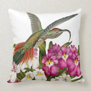 Coussin Animaux floraux de faune de fleurs d'oiseaux de