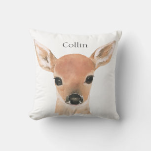 Coussin Animaux forestiers Aquarelle Typographie de cerfs 