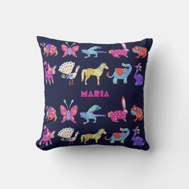 Coussin Animaux mexicains personnalisés Alebrije Art folkl (Recto)