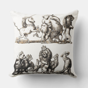 Coussin Animaux Mignons Art Licorne Éléphant Lion Zoo