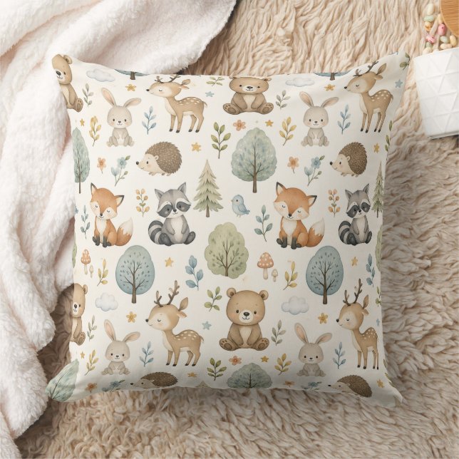 Coussin Animaux mignons de la forêt à l'aquarelle - Nurser (Couverture)