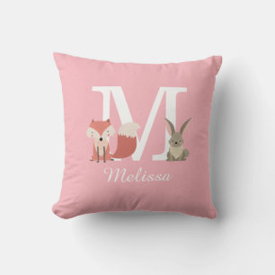 Coussin Animaux mignons de la forêt de la forêt Monogramme