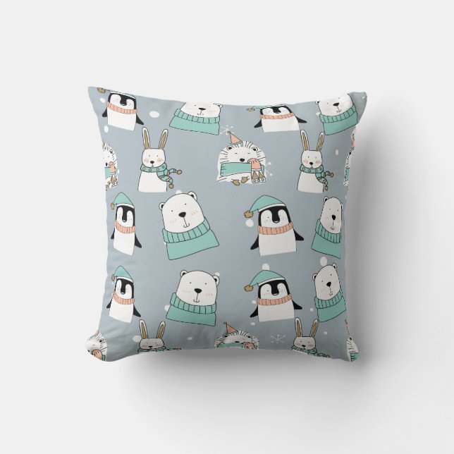 Coussin Animaux mignons de Noël (Recto)