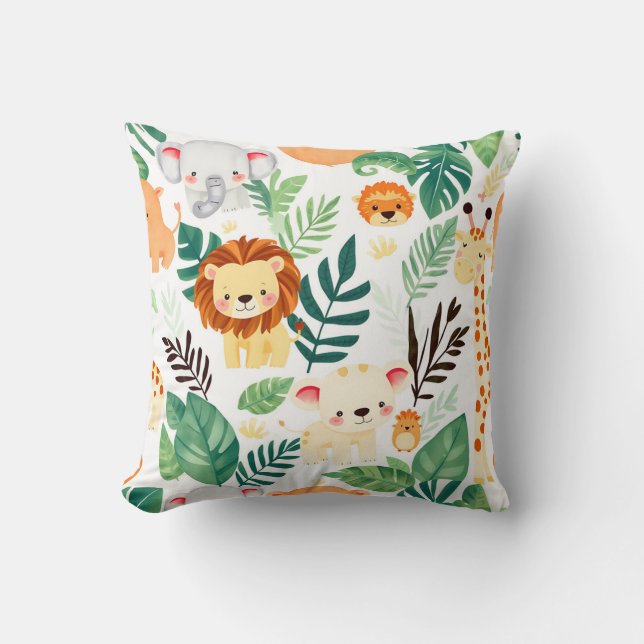 Coussin Animaux mignons de safari motif jungle (Recto)