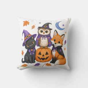 Coussin Animaux mignons d'Halloween - Sorcière Chat noir H