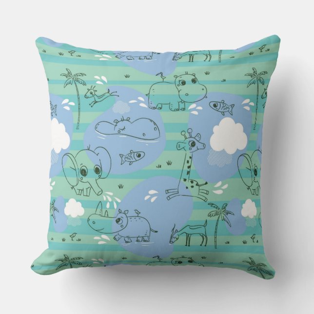 Coussin Animaux mignons jouant avec de l'eau 3 (Recto)